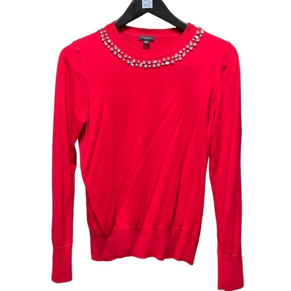 🌟70% OFF🌟 Ann Taylor Diamond Collar Red Sweater